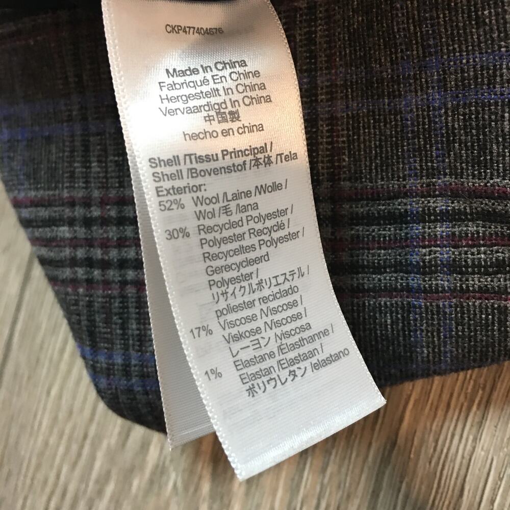 Madewell Wool-Blend Plaid Suiting Vest Women size 10 Italian Fabric - Picture 4 of 7